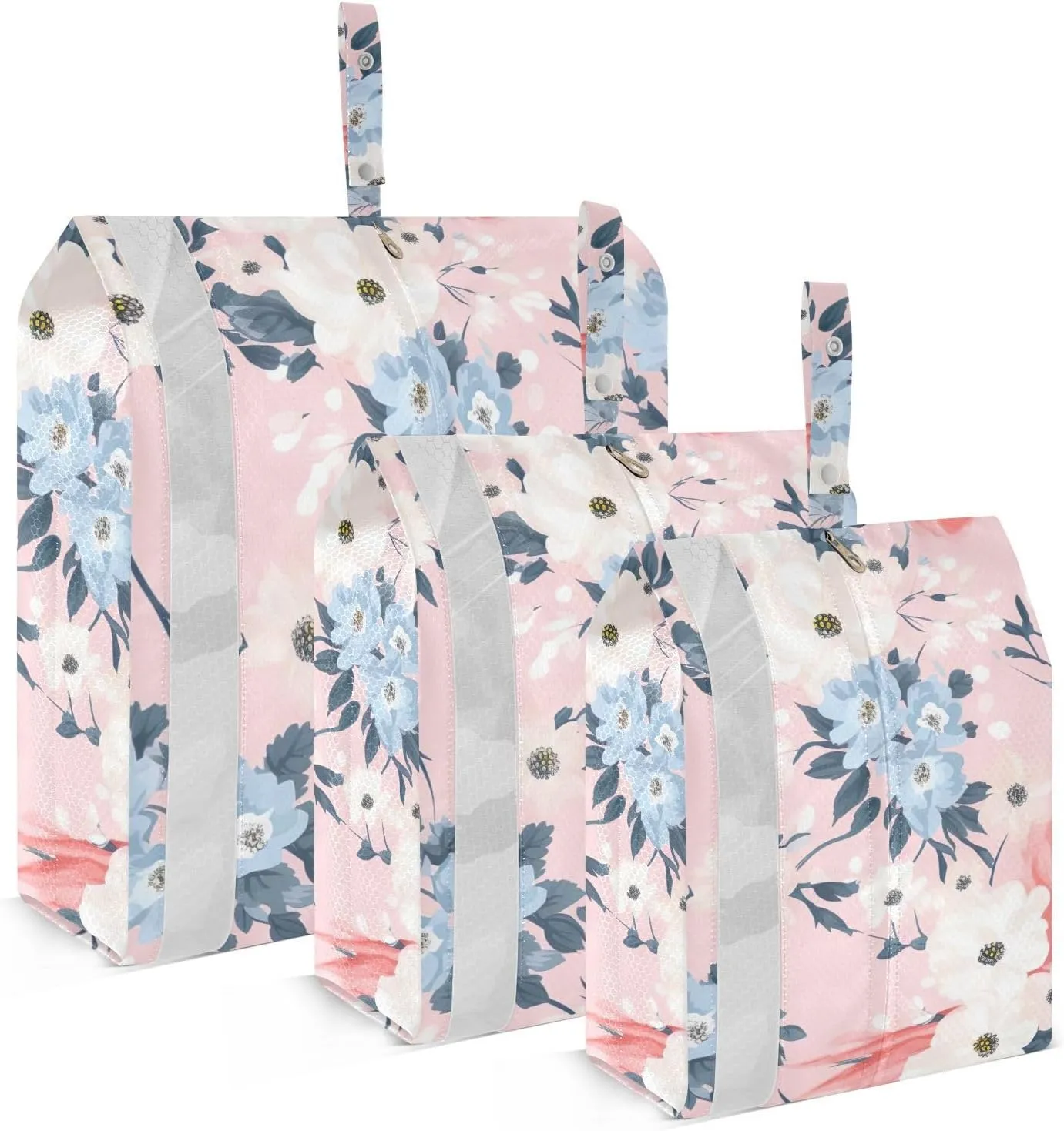 SPRIPORT Floral Flowers Pink 3 Set Compression Packing Cubes for Travel Lightweight Luggage Organizer Bags for Carry on Suitcase Travel Cubes for Vacation Woman Man Clothes
