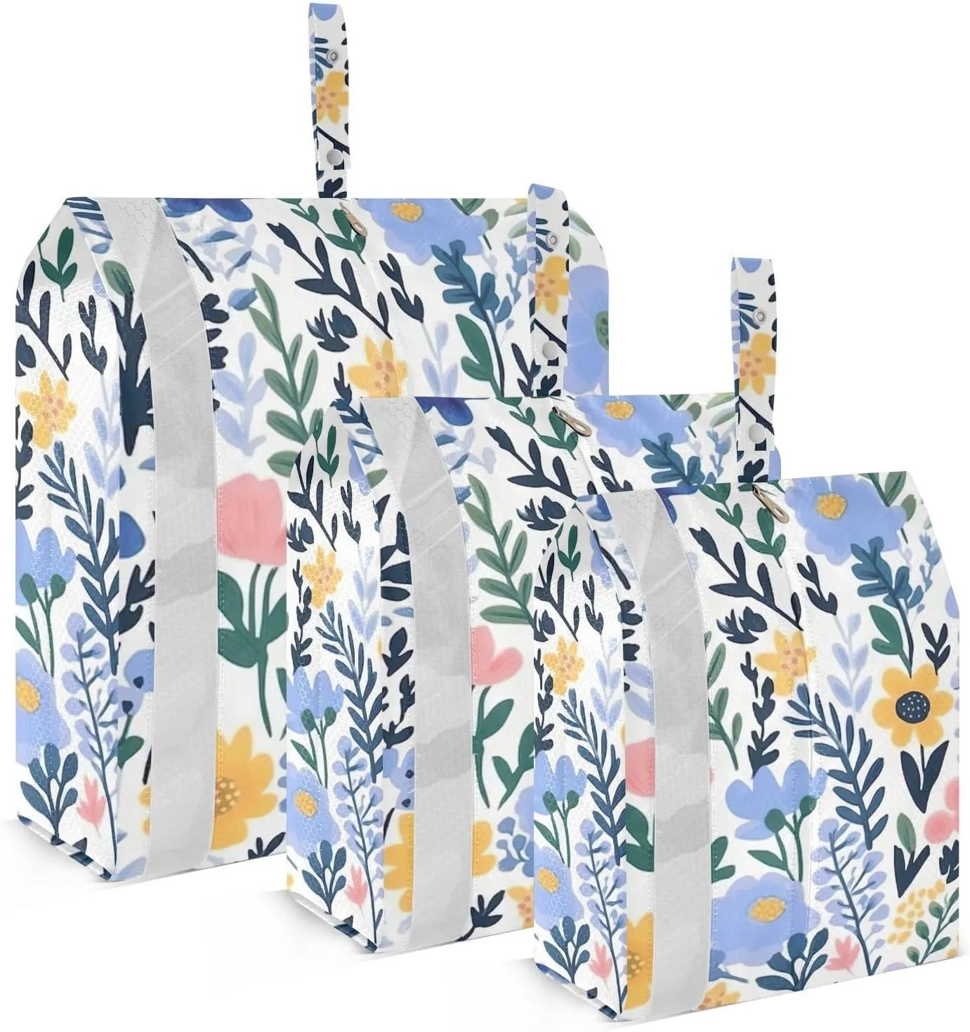 SPRIPORT Floral Flowers Pink Yellow Blue 3 Set Compression Packing Cubes for Travel Lightweight Luggage Organizer Bags for Carry on Suitcase Travel Storage Bags for Vacation Man Woman Clothes