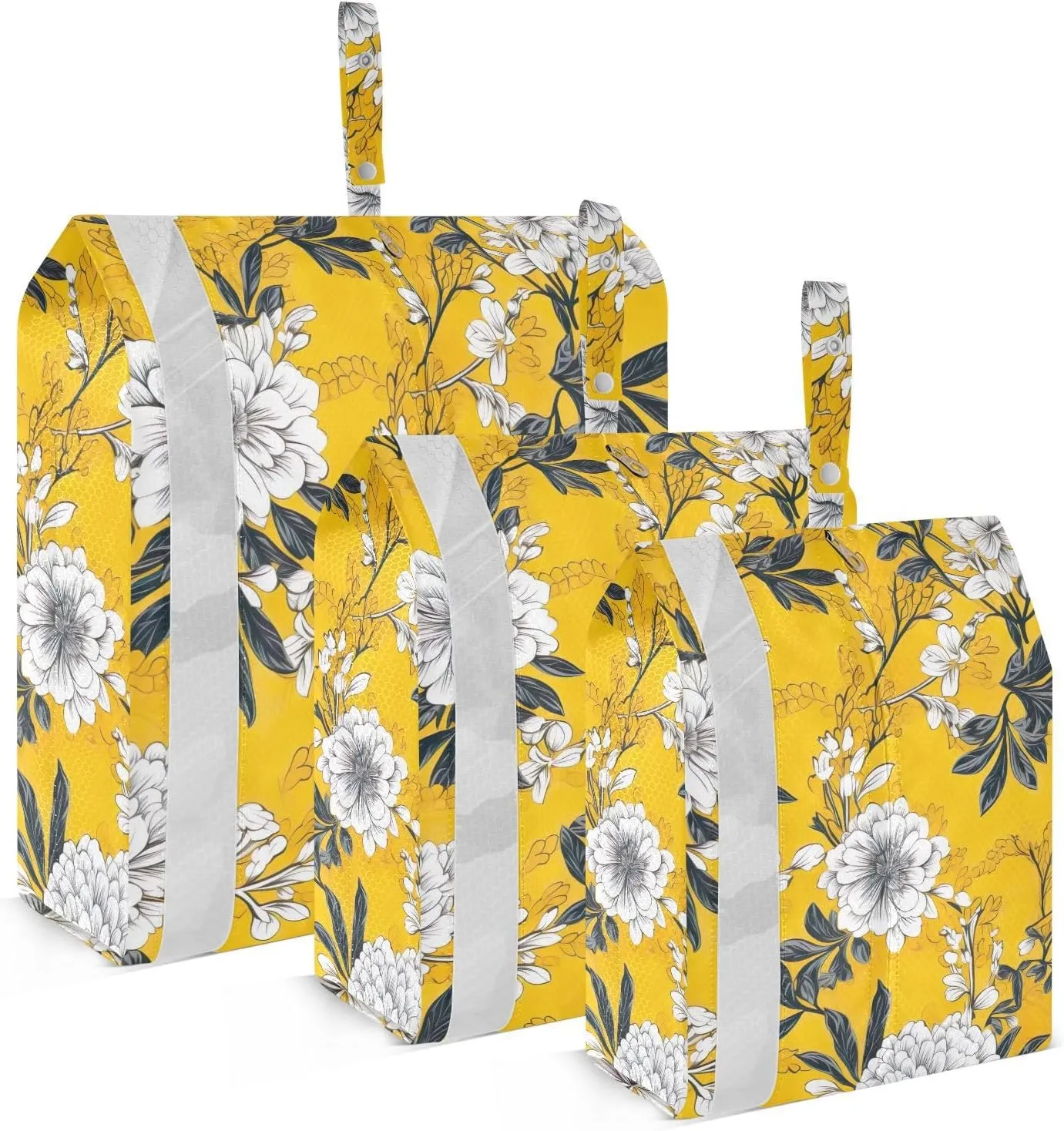 SPRIPORT Floral Flowers Yellow 3 Set Compression Packing Cubes for Travel Lightweight Luggage Organizer Bags for Carry on Suitcase Travel Essentials for Man Woman Vacation Clothes