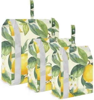 SPRIPORT Floral Lemons Flowers Yellow 3 Set Compression Packing Cubes for Travel Lightweight Luggage Organizer Bags for Carry on Suitcase Travel Accessories for Vacation Man Woman Clothes