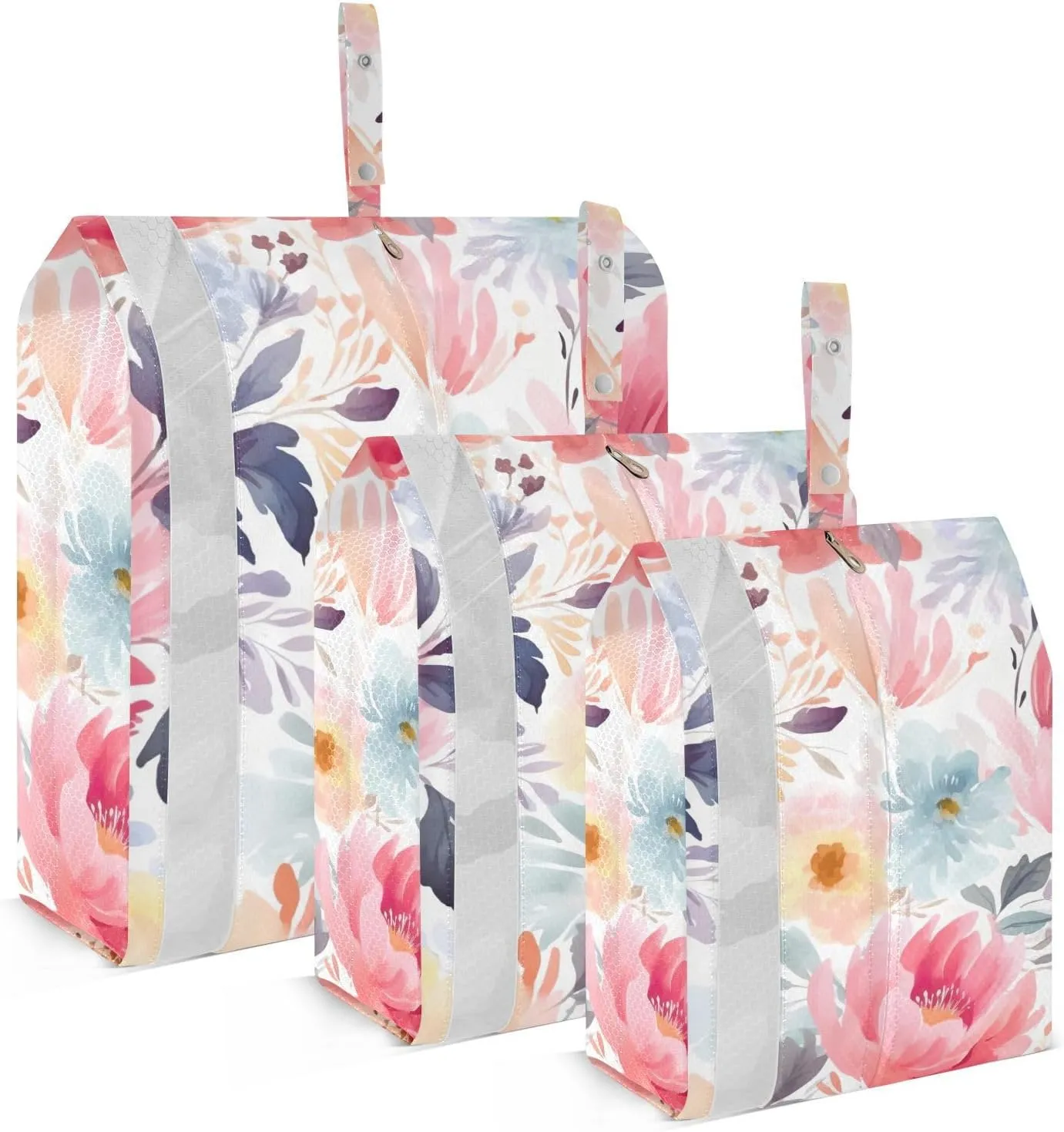 SPRIPORT Floral Poppies Flower 3 Set Compression Packing Cubes for Travel Lightweight Luggage Organizer Bags for Carry on Suitcase Travel Accessories for Man Woman Clothes Vacation