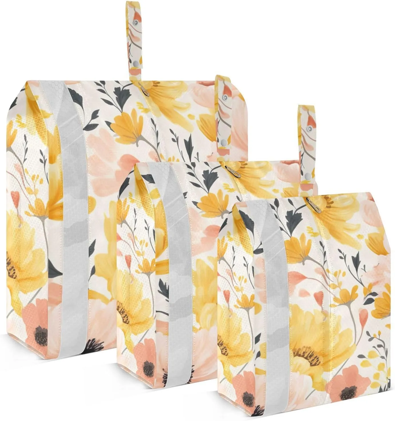 SPRIPORT Floral Yellow Flowers 3 Set Compression Packing Cubes for Travel Lightweight Luggage Organizer Bags for Carry on Suitcase Travel Essentials for Woman Man Clothes Vacation