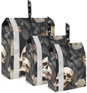 SPRIPORT Florals Skulls Black 3 Set Compression Packing Cubes for Travel Lightweight Luggage Organizer Bags for Carry on Suitcase Travel Accessories for Vacation Man Woman Clothes