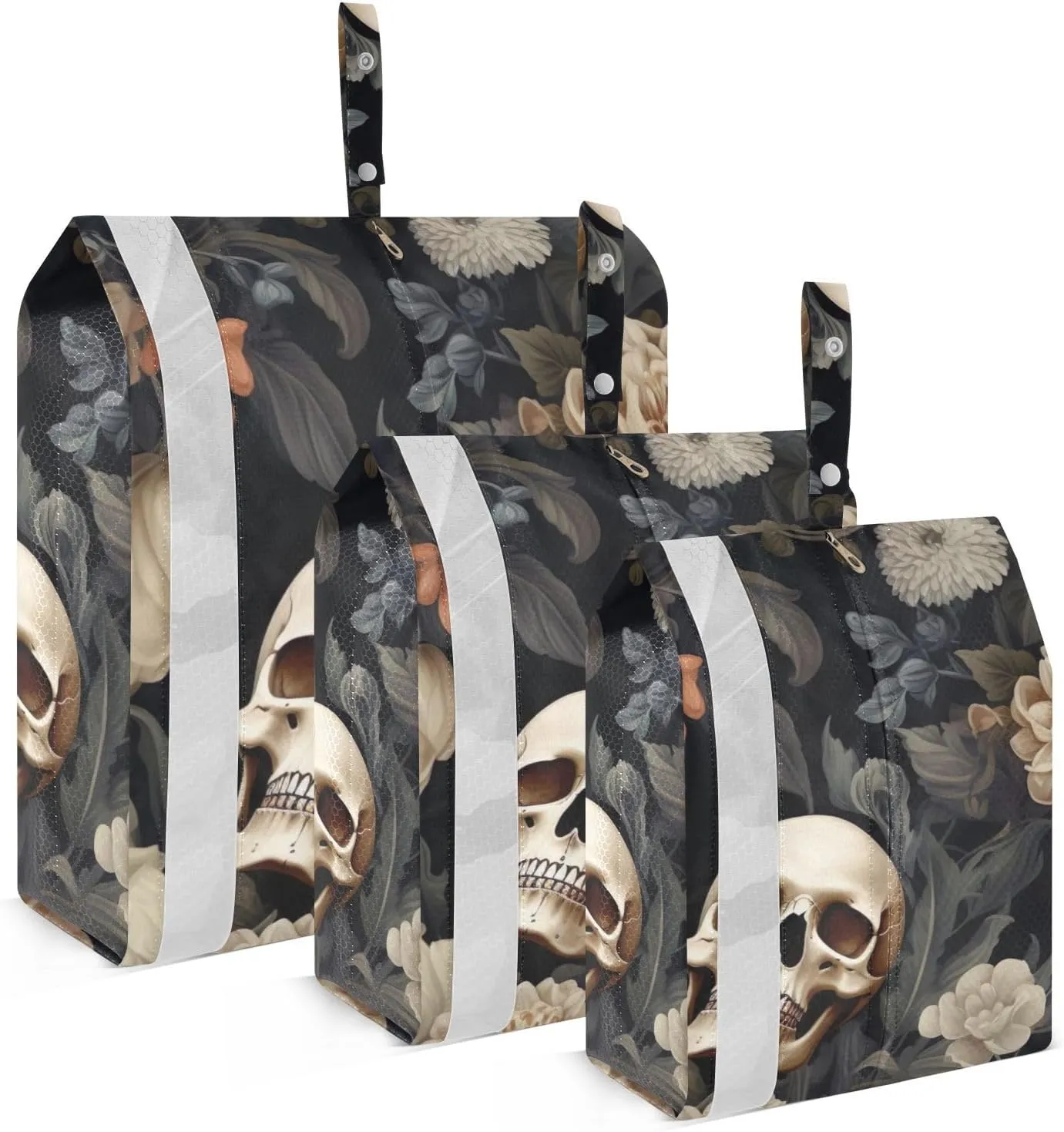 SPRIPORT Florals Skulls Black 3 Set Compression Packing Cubes for Travel Lightweight Luggage Organizer Bags for Carry on Suitcase Travel Accessories for Vacation Man Woman Clothes