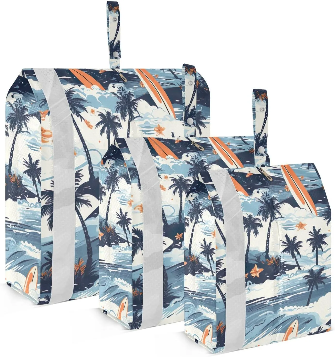 SPRIPORT Flower Coconut Tree Sailboat 3 Set Compression Packing Cubes for Travel Lightweight Luggage Organizer Bags for Carry on Suitcase Luggage Cubes for Woman Man Vacation Clothes