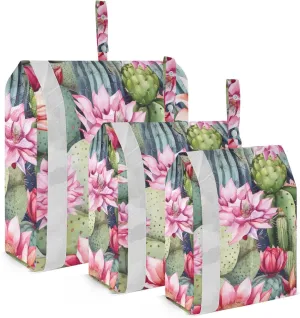 SPRIPORT Flower Colorful Succulents Cactus 3 Set Compression Packing Cubes for Travel Lightweight Luggage Organizer Bags for Carry on Suitcase Travel Storage Bags for Woman Man Clothes Vacation