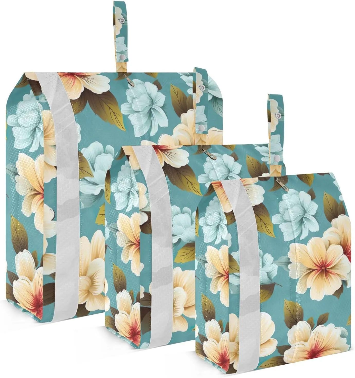 SPRIPORT Flower Floral Leaves 3 Set Compression Packing Cubes for Travel Lightweight Luggage Organizer Bags for Carry on Suitcase Travel Essentials for Vacation Woman Man Clothes