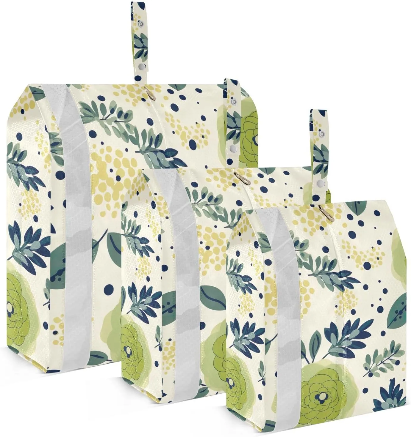 SPRIPORT Flower Leaves Polka Dots 3 Set Compression Packing Cubes for Travel Lightweight Luggage Organizer Bags for Carry on Suitcase Travel Essentials for Vacation Woman Man Clothes