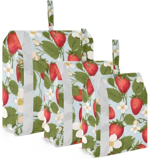 SPRIPORT Flower Strawberries Fruit 3 Set Compression Packing Cubes for Travel Lightweight Luggage Organizer Bags for Carry on Suitcase Travel Storage Bags for Man Woman Clothes Vacation