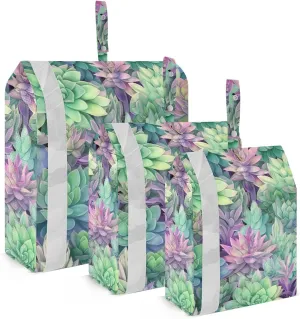SPRIPORT Flowers Colorful Cactus 3 Set Compression Packing Cubes for Travel Lightweight Luggage Organizer Bags for Carry on Suitcase Travel Storage Bags for Vacation Woman Man Clothes