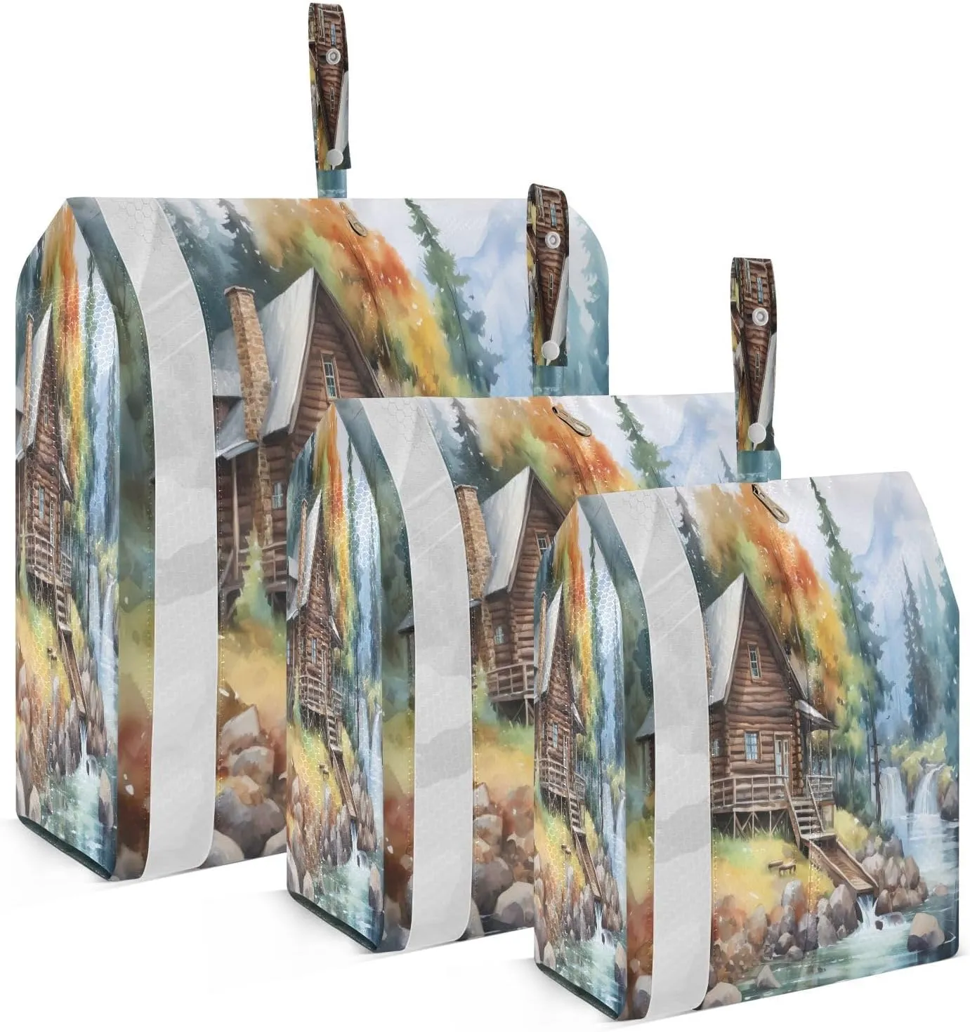 SPRIPORT Forest House River Tree 3 Set Compression Packing Cubes for Travel Lightweight Luggage Organizer Bags for Carry on Suitcase Travel Essentials for Man Woman Clothes Vacation