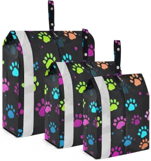 SPRIPORT Funny Paw Prints 3 Set Compression Packing Cubes for Travel Lightweight Luggage Organizer Bags for Carry on Suitcase Luggage Cubes for Vacation Woman Man Clothes