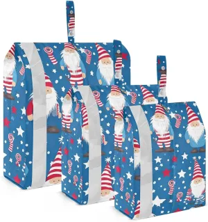 SPRIPORT Gnomes America Flag 3 Set Compression Packing Cubes for Travel Lightweight Luggage Organizer Bags for Carry on Suitcase Travel Essentials for Man Woman Clothes Vacation