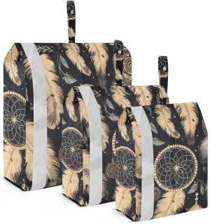 SPRIPORT Gold Black Dream Catcher 3 Set Compression Packing Cubes for Travel Lightweight Luggage Organizer Bags for Carry on Suitcase Travel Accessories for Woman Man Vacation Clothes