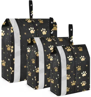 SPRIPORT Golden Dog Paw Footprint 3 Set Compression Packing Cubes for Travel Lightweight Luggage Organizer Bags for Carry on Suitcase Luggage Cubes for Man Woman Clothes Vacation