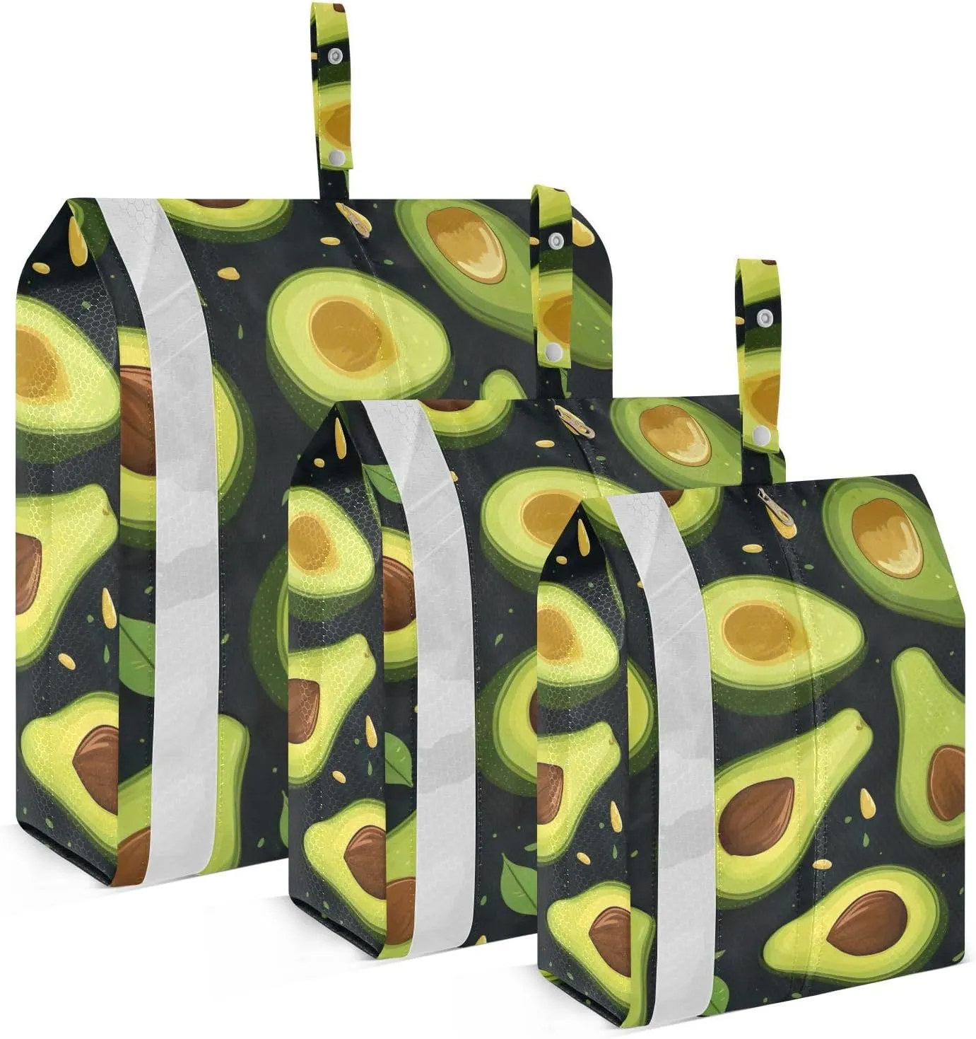 SPRIPORT Green Avocados Fruit 3 Set Compression Packing Cubes for Travel Lightweight Luggage Organizer Bags for Carry on Suitcase Travel Storage Bags for Woman Man Vacation Clothes