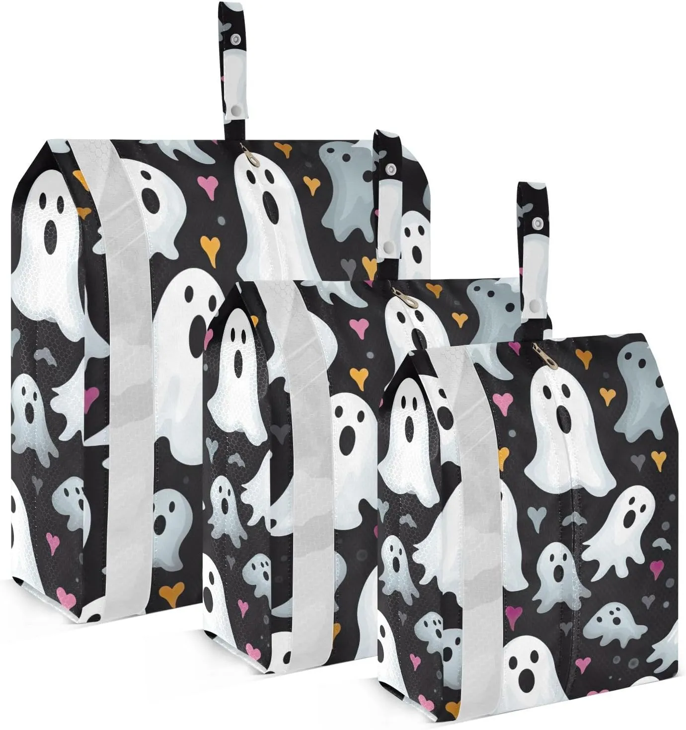 SPRIPORT Halloween Cute Ghost 3 Set Compression Packing Cubes for Travel Lightweight Luggage Organizer Bags for Carry on Suitcase Travel Accessories for Woman Man Clothes Vacation