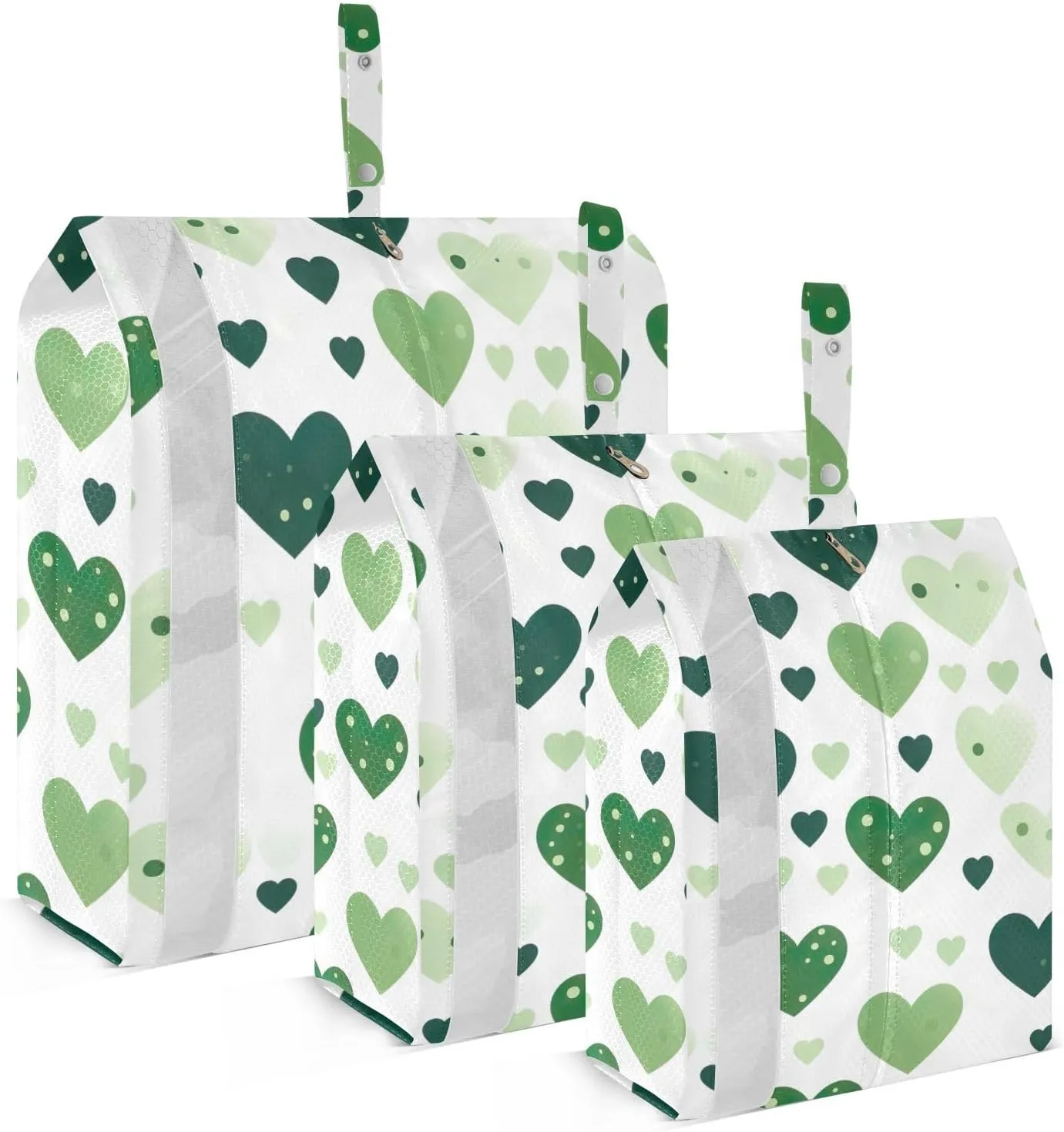 SPRIPORT Heart Dot Green 3 Set Compression Packing Cubes for Travel Lightweight Luggage Organizer Bags for Carry on Suitcase Travel Cubes for Vacation Man Woman Clothes