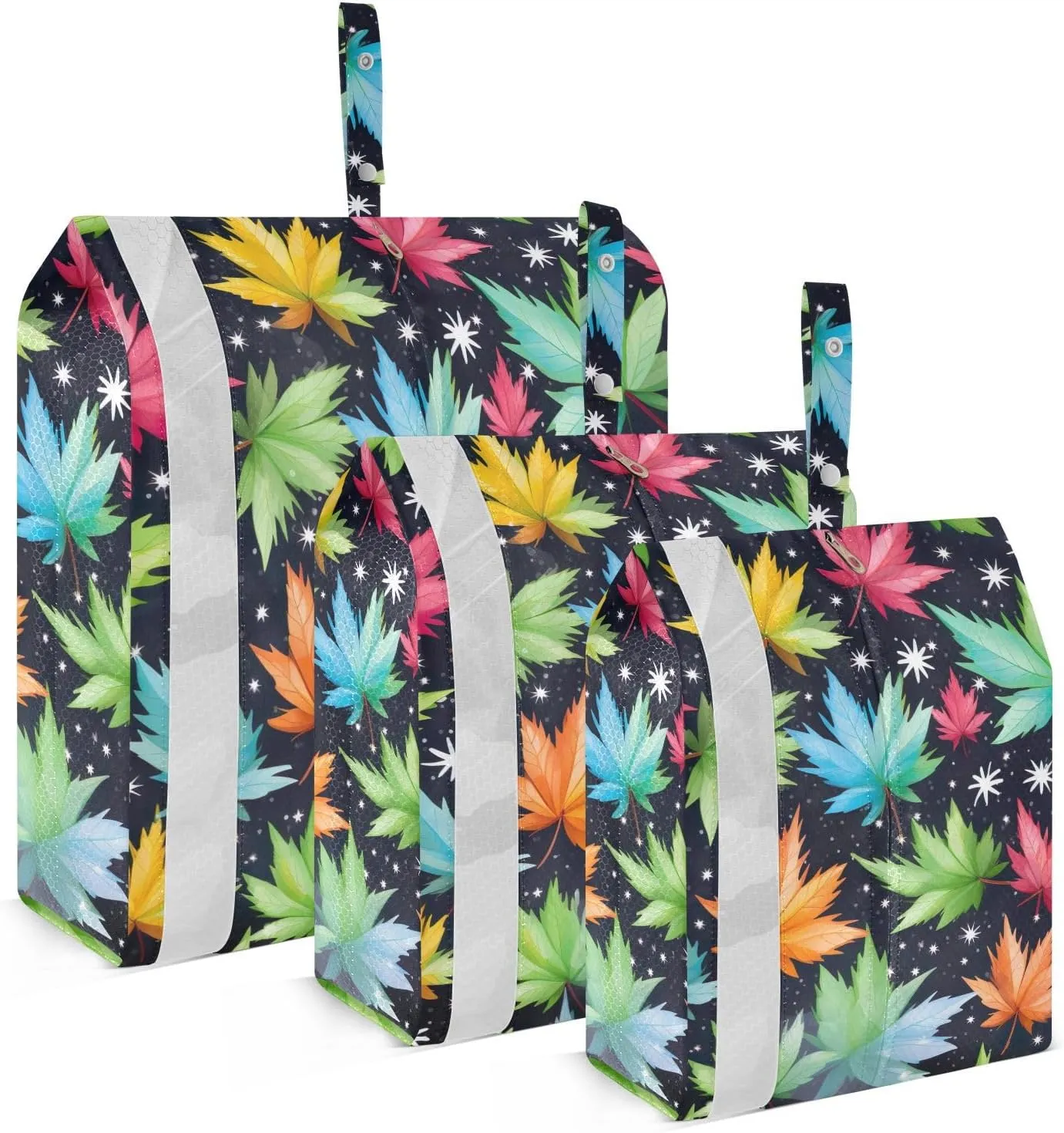 SPRIPORT Holiday Leaves Black 3 Set Compression Packing Cubes for Travel Lightweight Luggage Organizer Bags for Carry on Suitcase Travel Essentials for Woman Man Clothes