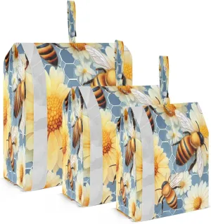 SPRIPORT Honey Bees Flowers Daisies 3 Set Compression Packing Cubes for Travel Lightweight Luggage Organizer Bags for Carry on Suitcase Travel Accessories for Woman Man Clothes Vacation