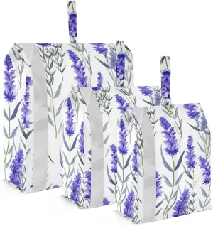 SPRIPORT Lavender Flowers White 3 Set Compression Packing Cubes for Travel Lightweight Luggage Organizer Bags for Carry on Suitcase Travel Essentials for Man Woman Vacation Clothes