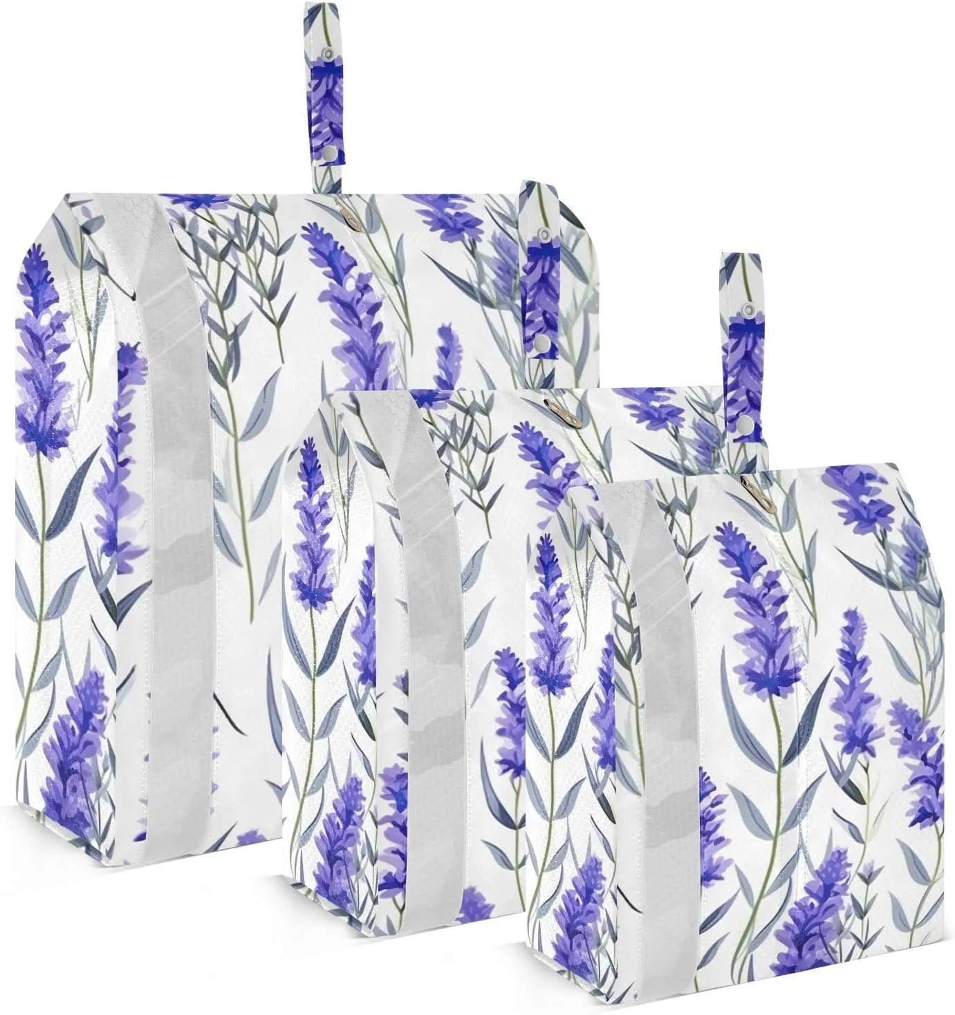 SPRIPORT Lavender Flowers White 3 Set Compression Packing Cubes for Travel Lightweight Luggage Organizer Bags for Carry on Suitcase Travel Essentials for Man Woman Vacation Clothes