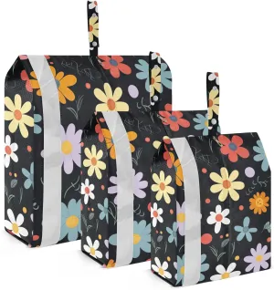 SPRIPORT Leaves Colorful Flower 3 Set Compression Packing Cubes for Travel Lightweight Luggage Organizer Bags for Carry on Suitcase Travel Essentials for Man Woman Clothes Vacation