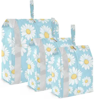 SPRIPORT Leaves Floral Spring Daisy 3 Set Compression Packing Cubes for Travel Lightweight Luggage Organizer Bags for Carry on Suitcase Travel Essentials for Man Woman Clothes Vacation