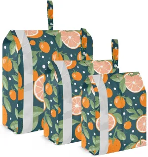 SPRIPORT Leaves Oranges 3 Set Compression Packing Cubes for Travel Lightweight Luggage Organizer Bags for Carry on Suitcase Travel Cubes for Man Woman Clothes Vacation