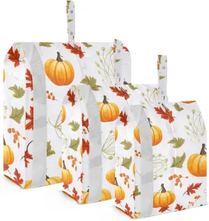 SPRIPORT Leaves Pumpkins Autumn 3 Set Compression Packing Cubes for Travel Lightweight Luggage Organizer Bags for Carry on Suitcase Luggage Cubes for Man Woman Clothes Vacation