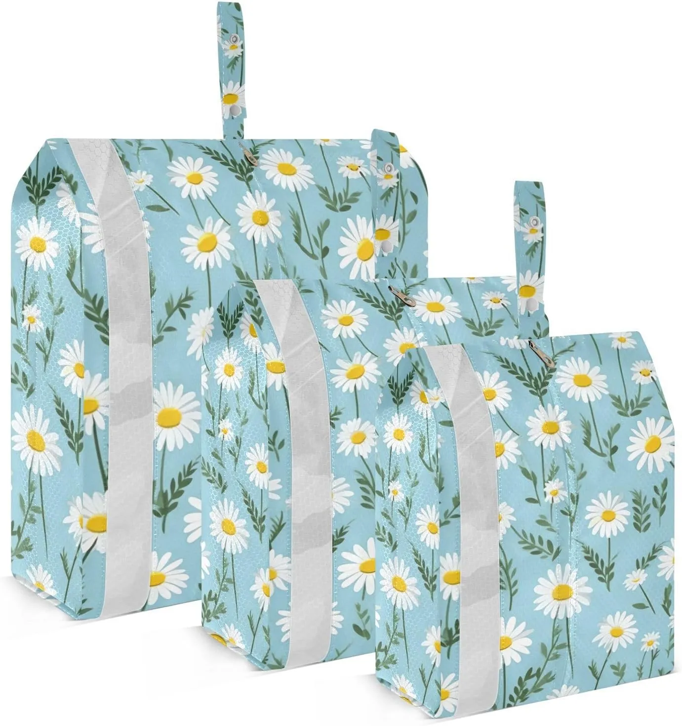 SPRIPORT Leaves Spring Daisy 3 Set Compression Packing Cubes for Travel Lightweight Luggage Organizer Bags for Carry on Suitcase Travel Storage Bags for Man Woman Vacation Clothes