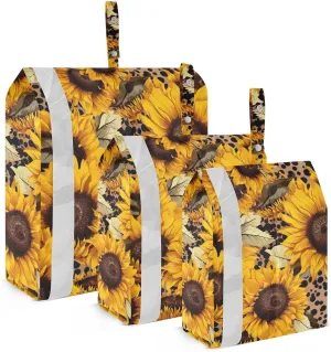 SPRIPORT Leopard Sunflowers Brown 3 Set Compression Packing Cubes for Travel Lightweight Luggage Organizer Bags for Carry on Suitcase Travel Storage Bags for Man Woman Clothes Vacation