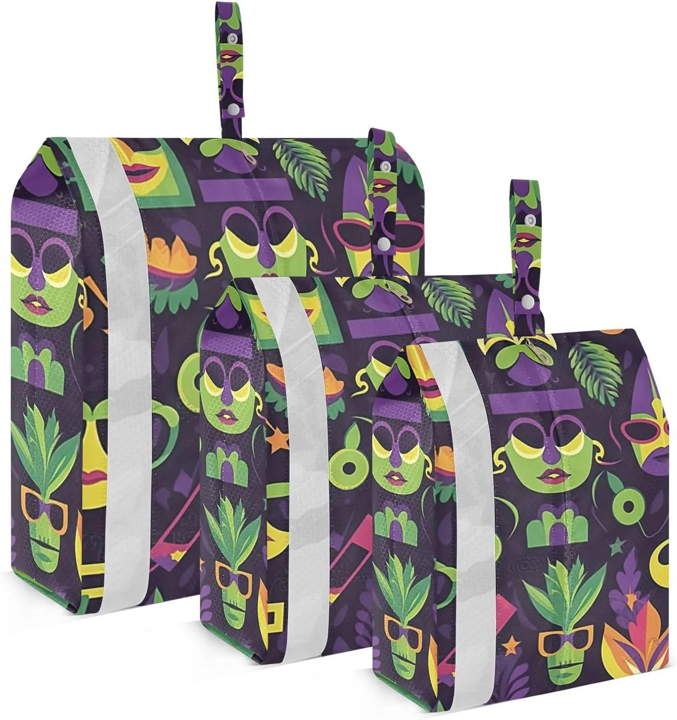 SPRIPORT Mardi Ornament 3 Set Compression Packing Cubes for Travel Lightweight Luggage Organizer Bags for Carry on Suitcase Travel Storage Bags for Woman Man Vacation Clothes