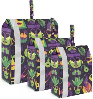 SPRIPORT Mardi Ornament 3 Set Compression Packing Cubes for Travel Lightweight Luggage Organizer Bags for Carry on Suitcase Travel Storage Bags for Woman Man Vacation Clothes