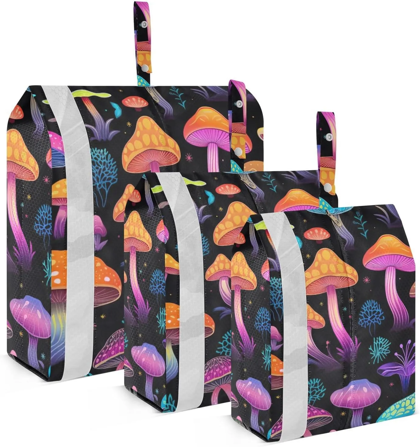 SPRIPORT Mushroom Cartoon Leaves 3 Set Compression Packing Cubes for Travel Lightweight Luggage Organizer Bags for Carry on Suitcase Luggage Cubes for Vacation Man Woman Clothes