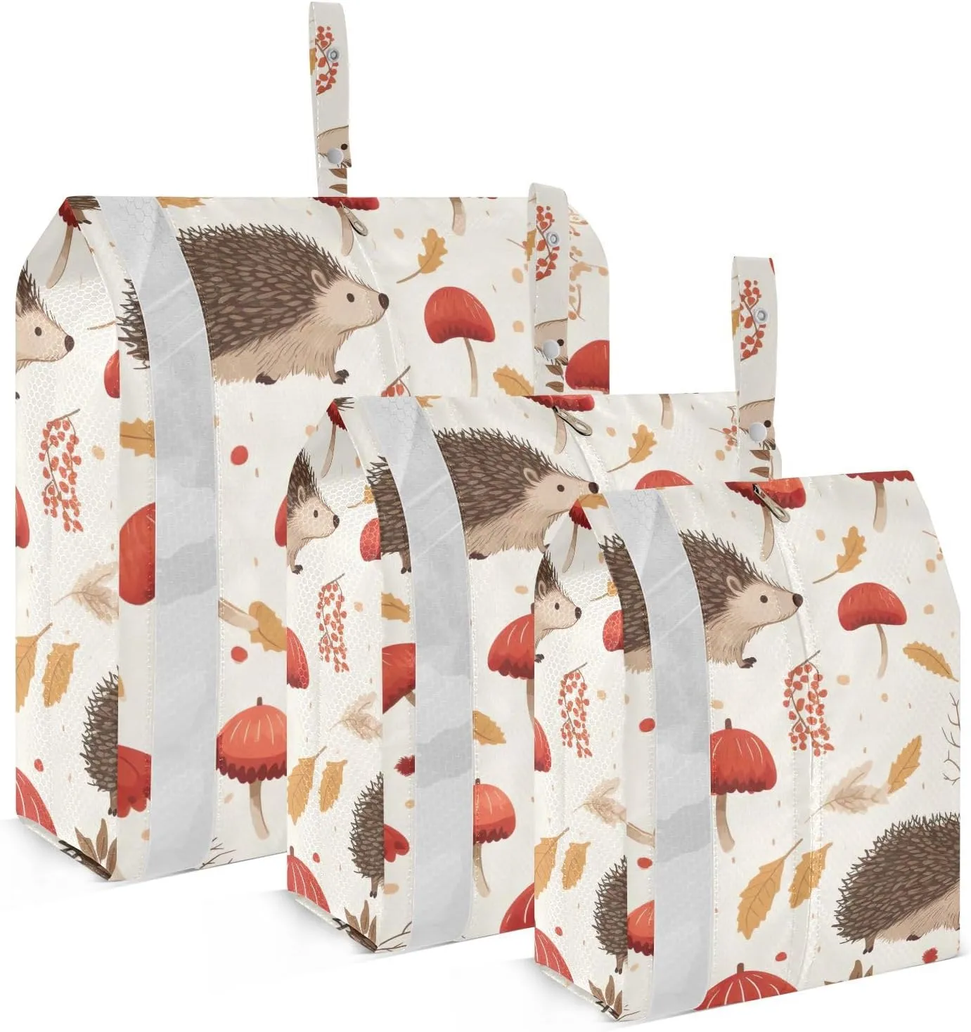 SPRIPORT Mushroom Hedgehogs 3 Set Compression Packing Cubes for Travel Lightweight Luggage Organizer Bags for Carry on Suitcase Travel Cubes for Man Woman Vacation Clothes