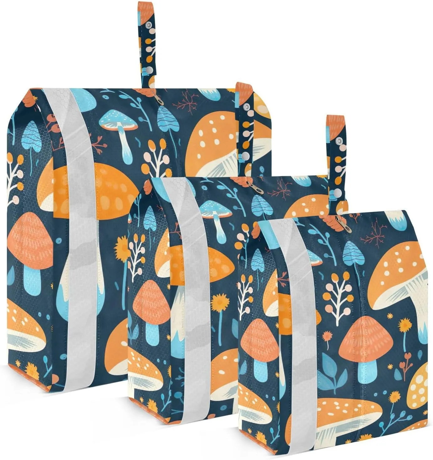 SPRIPORT Mushroom Leaves Plants 3 Set Compression Packing Cubes for Travel Lightweight Luggage Organizer Bags for Carry on Suitcase Travel Cubes for Woman Man Vacation Clothes