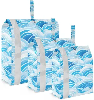 SPRIPORT Ocean Sea Wave 3 Set Compression Packing Cubes for Travel Lightweight Luggage Organizer Bags for Carry on Suitcase Luggage Cubes for Woman Man Clothes Vacation