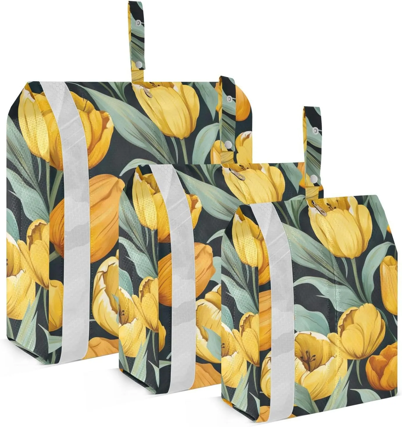 SPRIPORT Orange Floral Tulips 3 Set Compression Packing Cubes for Travel Lightweight Luggage Organizer Bags for Carry on Suitcase Travel Essentials for Man Woman Clothes Vacation