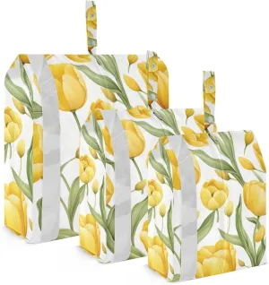 SPRIPORT Orange Watercolor Tulips 3 Set Compression Packing Cubes for Travel Lightweight Luggage Organizer Bags for Carry on Suitcase Travel Cubes for Woman Man Clothes Vacation
