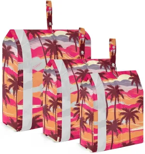 SPRIPORT Palm Beach Sunset 3 Set Compression Packing Cubes for Travel Lightweight Luggage Organizer Bags for Carry on Suitcase Travel Essentials for Man Woman Vacation Clothes
