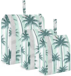 SPRIPORT Palm Tree White Striped 3 Set Compression Packing Cubes for Travel Lightweight Luggage Organizer Bags for Carry on Suitcase Travel Storage Bags for Vacation Man Woman Clothes