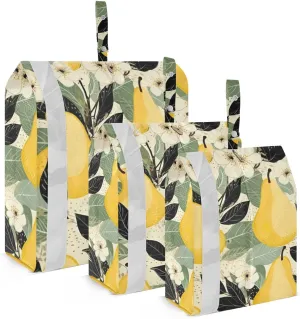 SPRIPORT Pear Flower Leaves 3 Set Compression Packing Cubes for Travel Lightweight Luggage Organizer Bags for Carry on Suitcase Travel Cubes for Vacation Woman Man Clothes