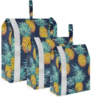 SPRIPORT Pineapple Dark Blue 3 Set Compression Packing Cubes for Travel Lightweight Luggage Organizer Bags for Carry on Suitcase Luggage Cubes for Vacation Woman Man Clothes