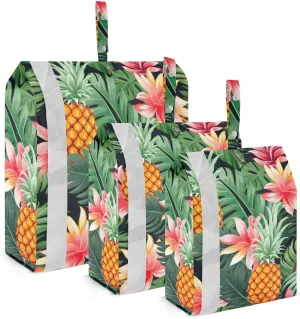 SPRIPORT Pineapple Tropical Leaves Azalea 3 Set Compression Packing Cubes for Travel Lightweight Luggage Organizer Bags for Carry on Suitcase Travel Accessories for Man Woman Vacation Clothes