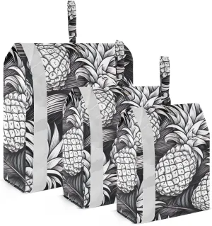 SPRIPORT Pineapples Gray 3 Set Compression Packing Cubes for Travel Lightweight Luggage Organizer Bags for Carry on Suitcase Travel Cubes for Man Woman Vacation Clothes