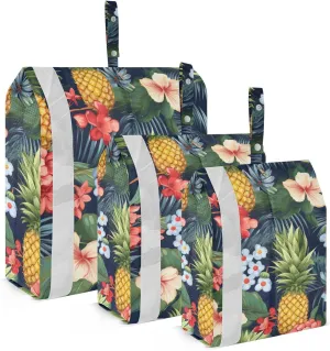 SPRIPORT Pineapples Tropical Hibiscus 3 Set Compression Packing Cubes for Travel Lightweight Luggage Organizer Bags for Carry on Suitcase Luggage Cubes for Woman Man Clothes Vacation