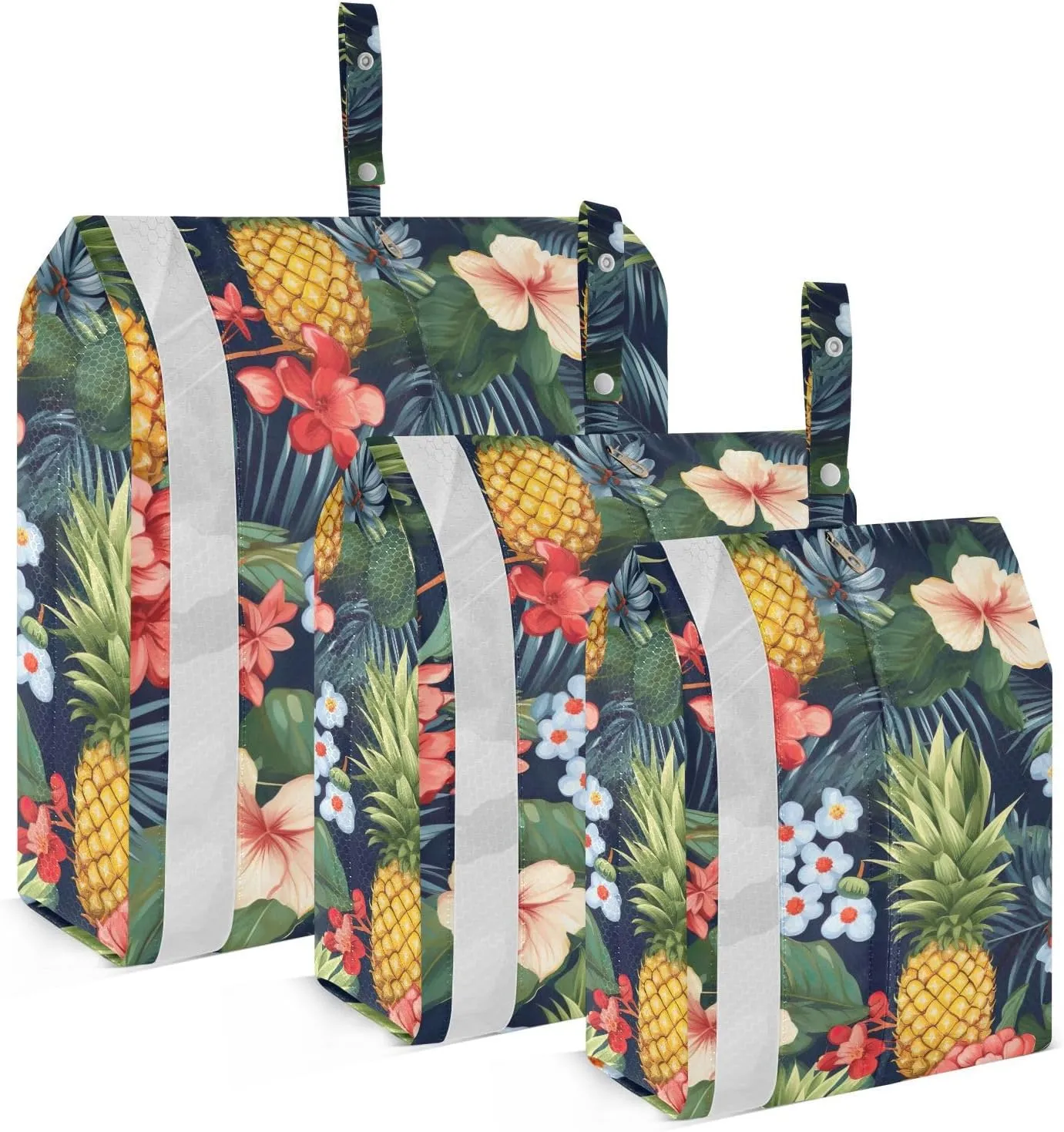 SPRIPORT Pineapples Tropical Hibiscus 3 Set Compression Packing Cubes for Travel Lightweight Luggage Organizer Bags for Carry on Suitcase Luggage Cubes for Woman Man Clothes Vacation