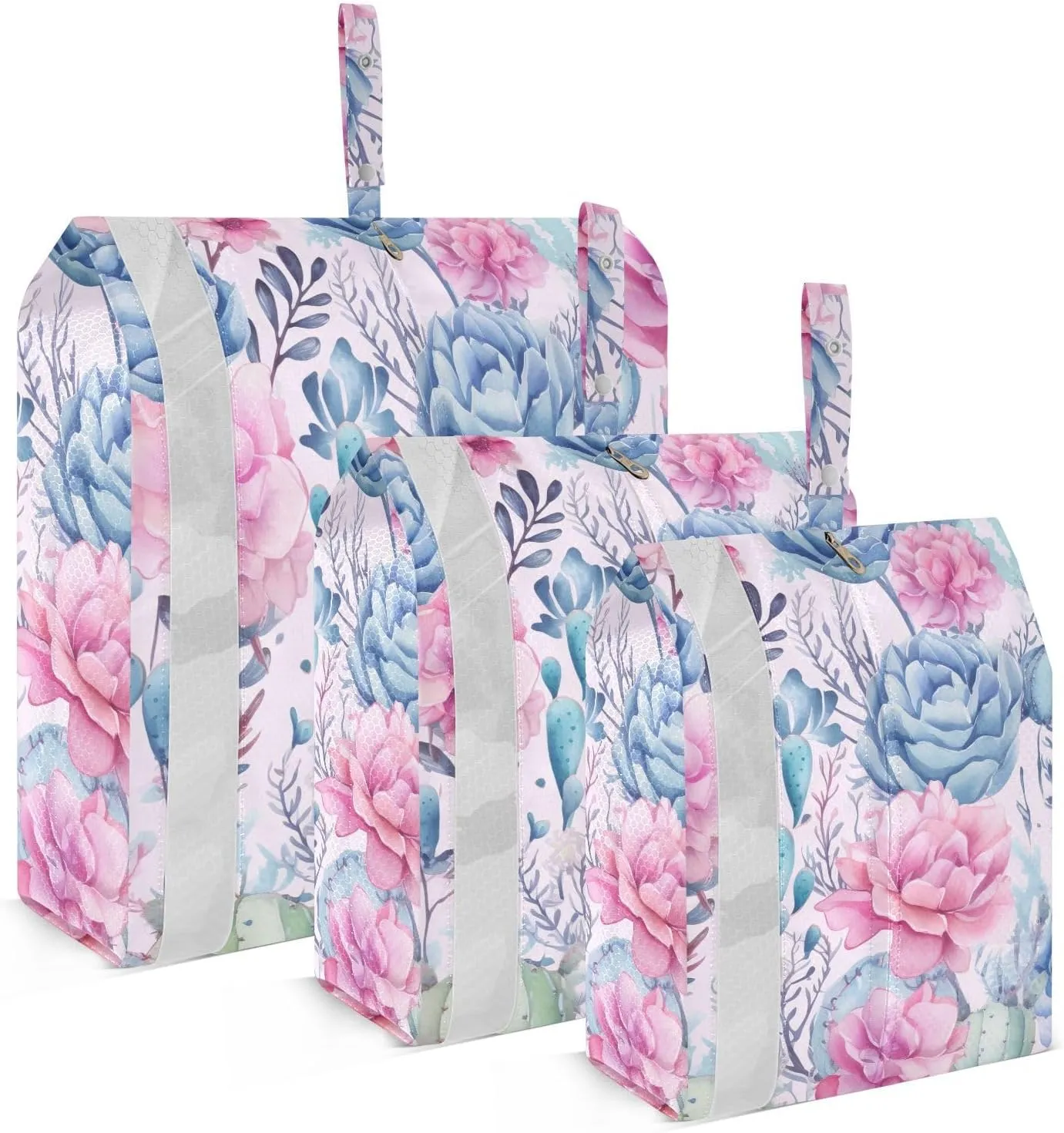 SPRIPORT Pink Cactus Flowers 3 Set Compression Packing Cubes for Travel Lightweight Luggage Organizer Bags for Carry on Suitcase Luggage Cubes for Vacation Man Woman Clothes