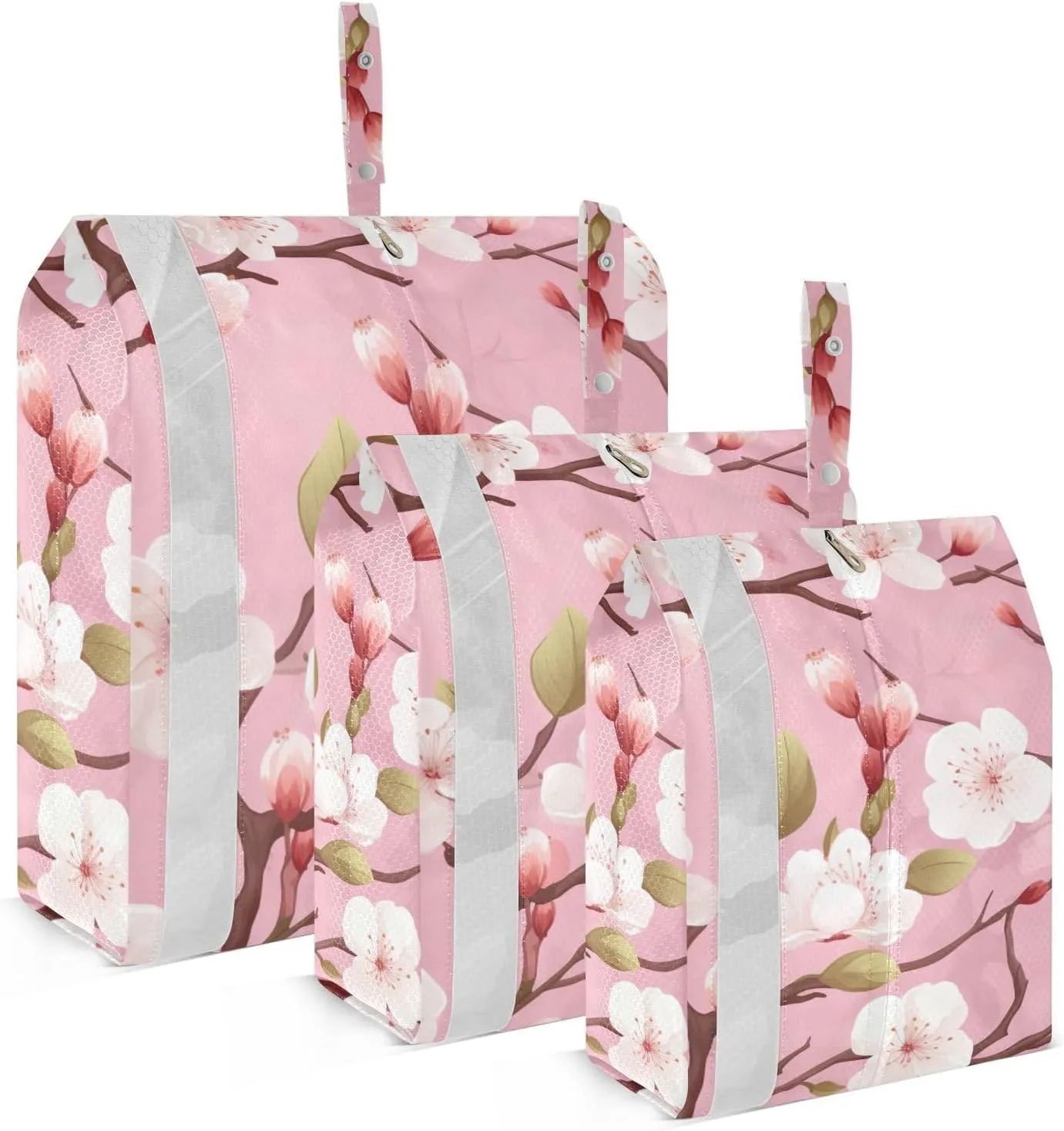 SPRIPORT Pink Cherry Blossoms Flower 3 Set Compression Packing Cubes for Travel Lightweight Luggage Organizer Bags for Carry on Suitcase Travel Storage Bags for Woman Man Clothes Vacation
